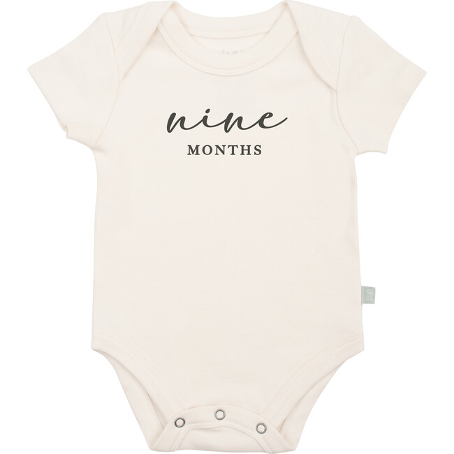 Graphic Bodysuit, Nine Months Milestone Charcoal