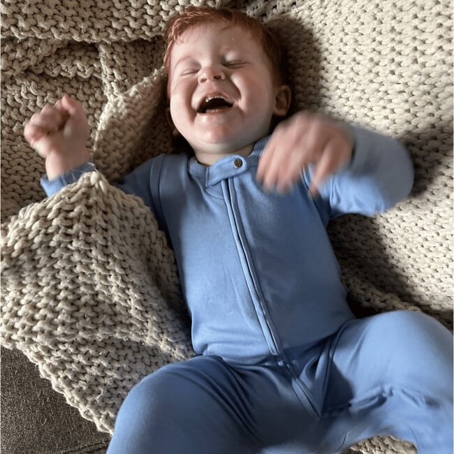 Footie, Periwinkle Blue - Footie Pajamas - 4