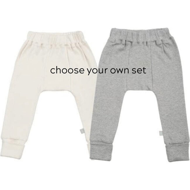 Boxed 2-Piece Pants Set, Grey/Ivory