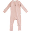 Waffle Long Sleeve 2-Way Zipper Sleeper, Blush Pink - Rompers - 1 - thumbnail