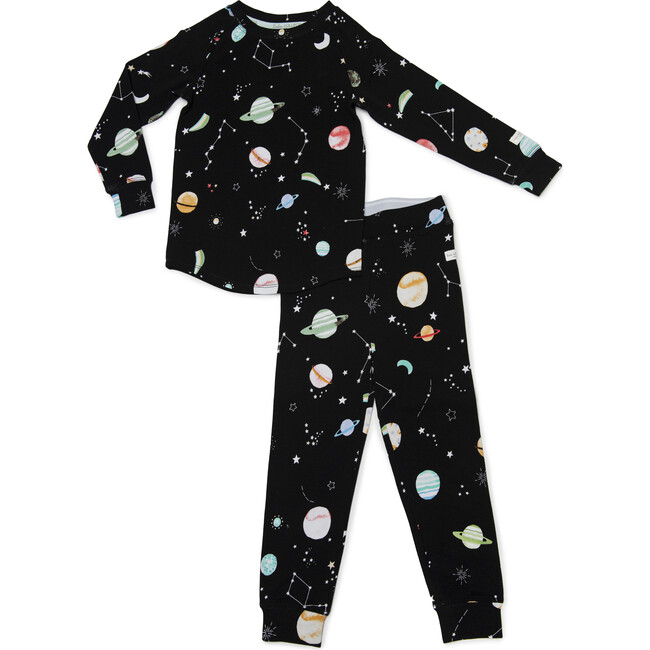 Long Sleeve Raglan Top & Bottom Pajama Set, Planets - Pajamas - 1