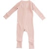 Waffle Long Sleeve 2-Way Zipper Sleeper, Blush Pink - Rompers - 2 - thumbnail