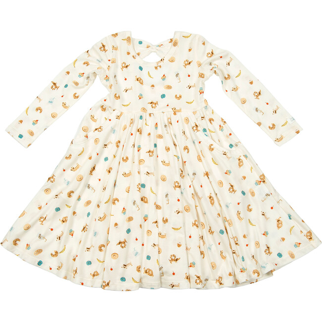 Long Sleeve Flowy Skirt Skater Dress, French Breakfast - Dresses - 1