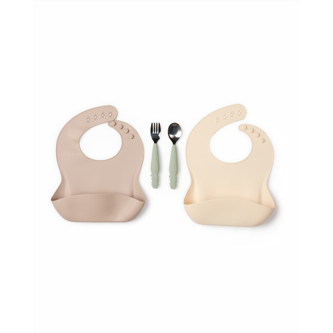 Kids Food Grade Silicone Bibs & Utensil Set, Alligator