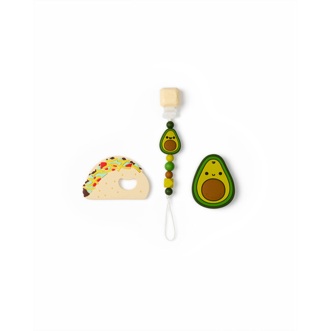 Food Grade Silicone Soothing Teether Bundle, Avocado & Taco