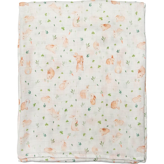 Bamboo Cotton Muslin Swaddle Blanket, Bunny Meadow - Swaddles - 1