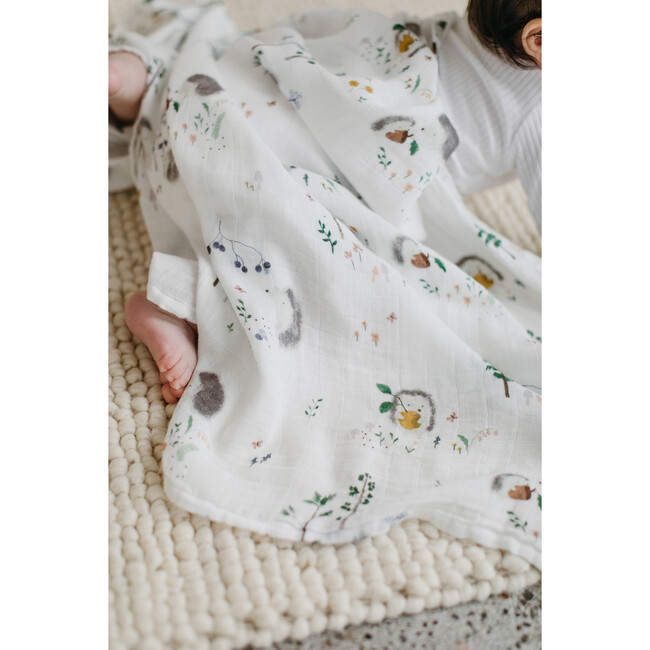 Bamboo Cotton Muslin Swaddle Blanket, Hedgehogs