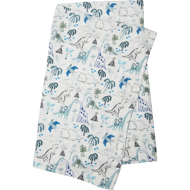 Bamboo Cotton Muslin Swaddle Blanket, Dinosaurs
