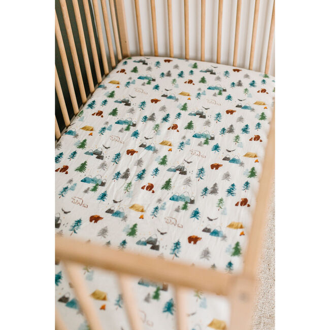 Bamboo Cotton Muslin Fitted Crib Sheet, Adventure Begins - Crib Sheets - 2