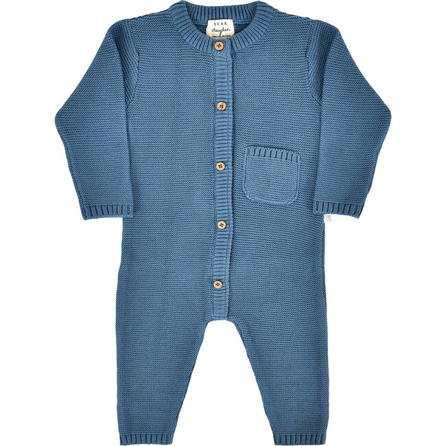 River Garter Stitch Romper in Bluestone