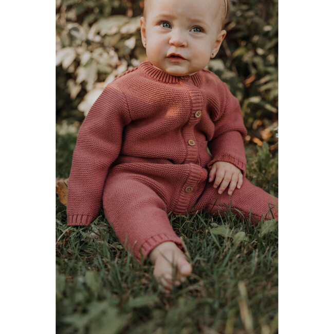 Penelope Garter Stitch Romper in Rosewood