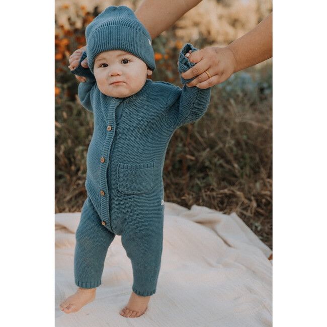 River Garter Stitch Romper in Bluestone - Rompers - 3