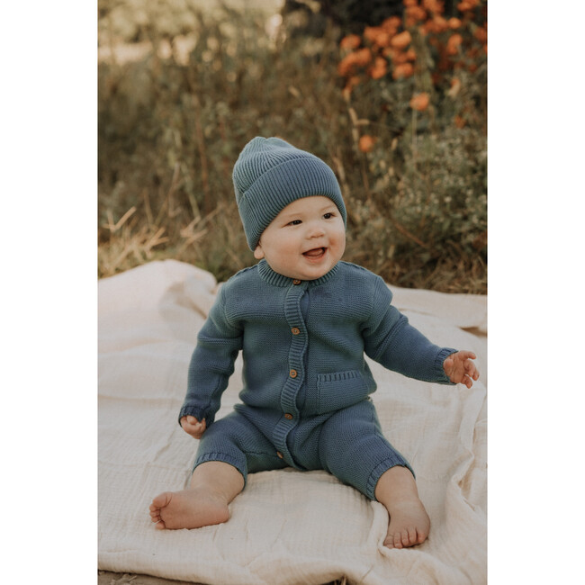 River Garter Stitch Romper in Bluestone - Rompers - 4