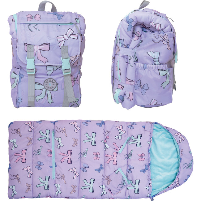 Sleep-N-Pack™ Little Kid Size Sleeping Bag Backpack, Pretty Bows