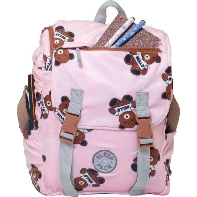 Sleep-N-Pack™ Little Kid Size Sleeping Bag Backpack, Cozy Mink Collection: Teddy Bears
