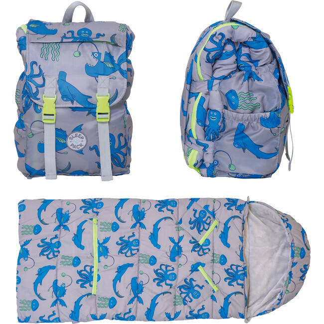 Sleep-N-Pack™ Little Kid Size  Sleeping Bag Backpack, Sea Creatures