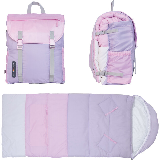 Sleep-N-Pack™ Big Kid Sleeping Bag Backpack, Color Block Pink/Lilac/Coconut