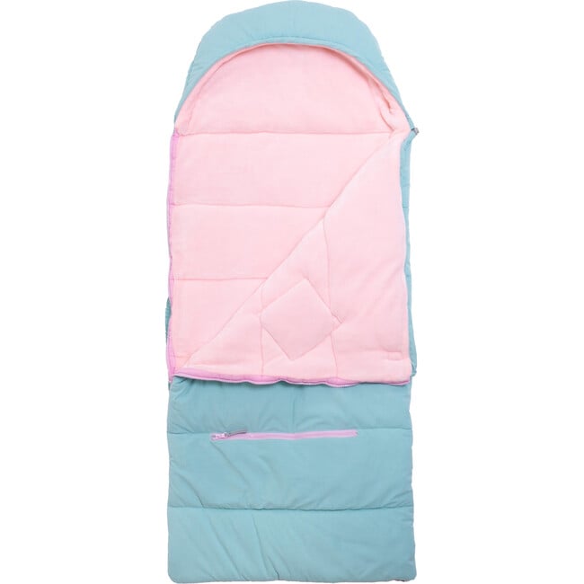 Sleep-N-Pack™ Little Kid Size Sleeping Bag Backpack,Bows & Ruffles Tanager Turquoise Corduroy - Sleepbags - 3