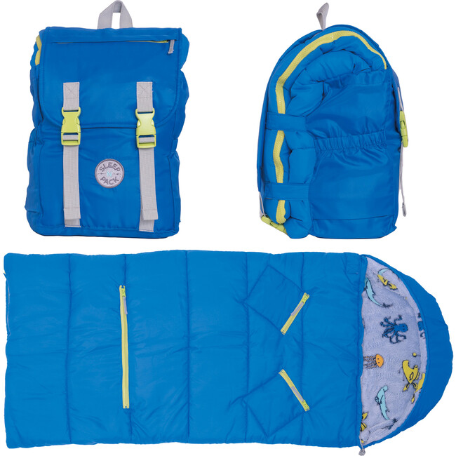 Sleep-N-Pack™  Little Kid Size Sleeping Bag Backpack, Glow-In-The-Dark Collection: Glow Sea Critters