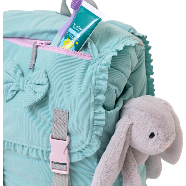 Sleep-N-Pack™ Little Kid Size Sleeping Bag Backpack,Bows & Ruffles Tanager Turquoise Corduroy - Sleepbags - 6