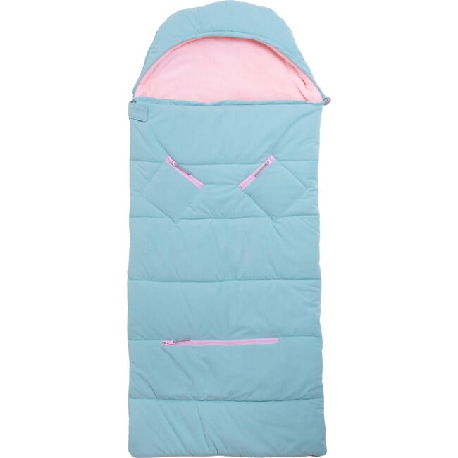 Sleep-N-Pack™ Little Kid Size Sleeping Bag Backpack,Bows & Ruffles Tanager Turquoise Corduroy - Sleepbags - 7