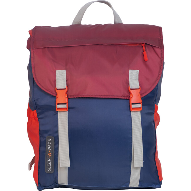 Sleep-N-Pack™ Big Kid Size Sleeping Bag Backpack, Color Block Camp Collection: Navy, Fiery Red & Mulberry