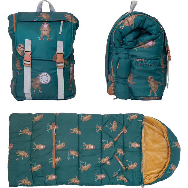 Sleep-N-Pack™  Little Kid Size Sleeping Bag Backpack , Pals in Print: Skating Sloths