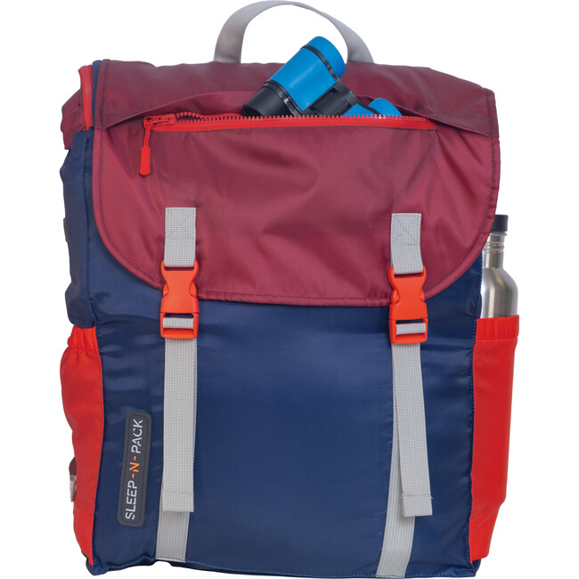 Sleep-N-Pack™ Big Kid Size Sleeping Bag Backpack, Color Block Camp Collection: Navy, Fiery Red & Mulberry - Sleepbags - 4
