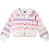 Big Kids Stripe Cardigan, Oatmeal Lavendar - Sweaters - 1 - thumbnail