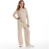 Big Kids Hacci Rib Lounge Set, Oatmeal - Mixed Apparel Set - 2