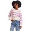 Big Kids Stripe Cardigan, Oatmeal Lavendar - Sweaters - 2 - thumbnail