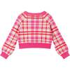 Big Kids Cardigan, Pink Plaid - Sweaters - 3 - thumbnail