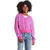 Big Kids Stripe Cardigan, Pink Houndstooth - Sweaters - 4 - thumbnail