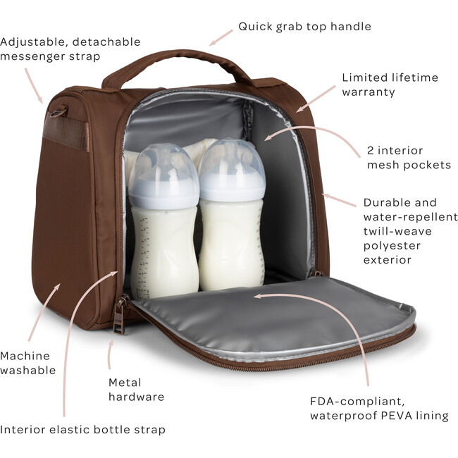 Insulated Bottle Bag, Espresso - Diaper Bags - 4