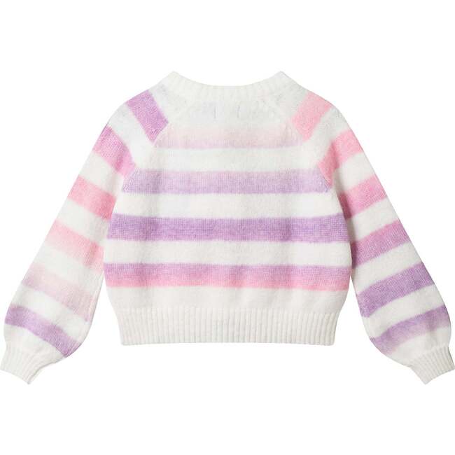 Big Kids Stripe Cardigan, Oatmeal Lavendar - Sweaters - 5