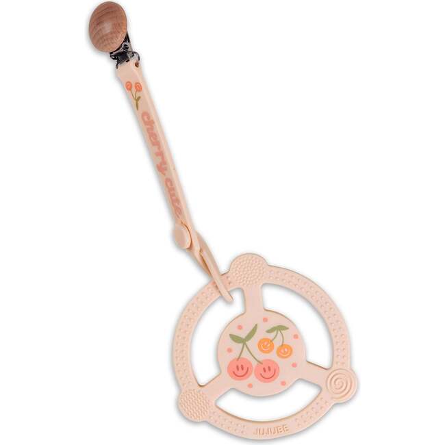 JuJuBe × Studio Oh! Silicone Teether Ring With Detachable Clip, Cherry Cute By Doodle By Meg