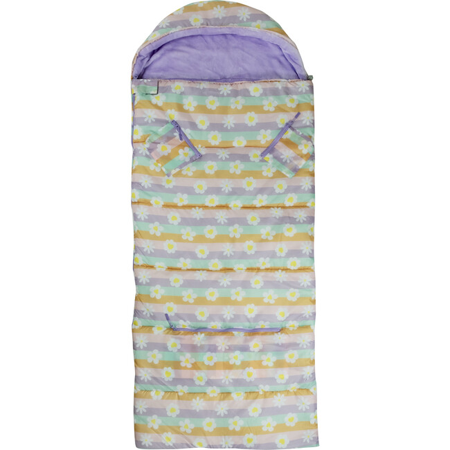 Big Kid's Sleep-N-Pack Sleepbag, Happy Daisy Stripes And Lilac