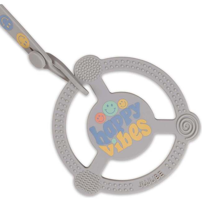 JuJuBe × Studio Oh! Silicone Teether Ring With Detachable Clip, Happy Baby Vibes - Teethers - 3