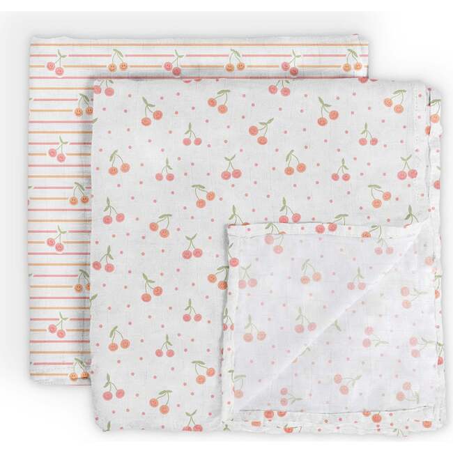 JuJuBe × Studio Oh! Printed Swaddle Blanket Sets, Cherry Cute By Doodle By Meg (Pack Of 2)