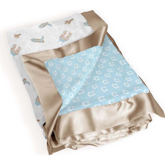 JuJuBe × Studio Oh! Printed Reversible Baby Blankets, Howdy Partner Blue