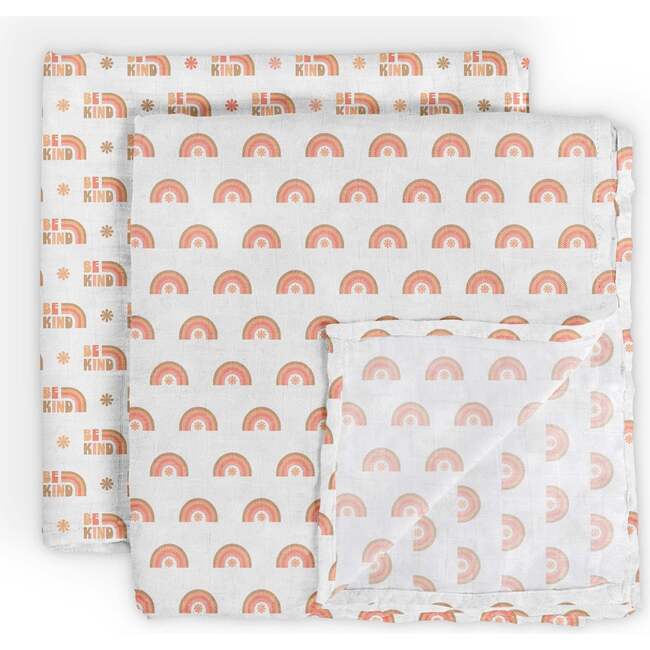 JuJuBe × Studio Oh! Printed Swaddle Blanket Sets, Be Kind Rainbows (Pack Of 2)