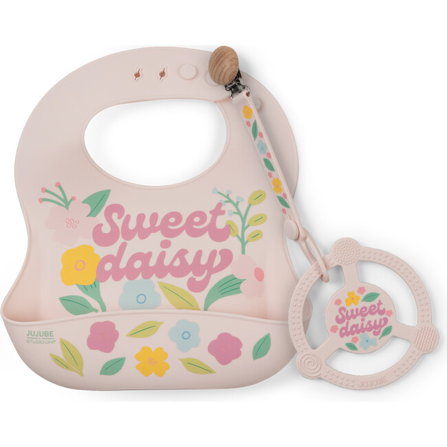 Bib and Teether Baby Bundle, Sweet Daisy