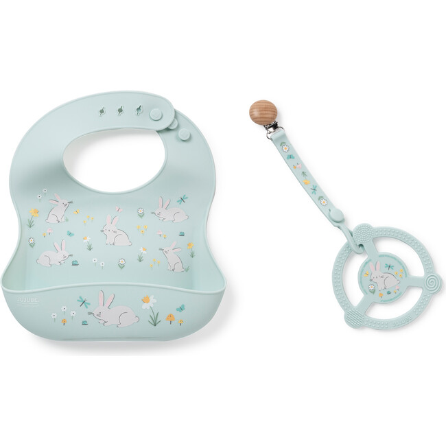 Bib and Teether Baby Bundle, Bunny Hollow