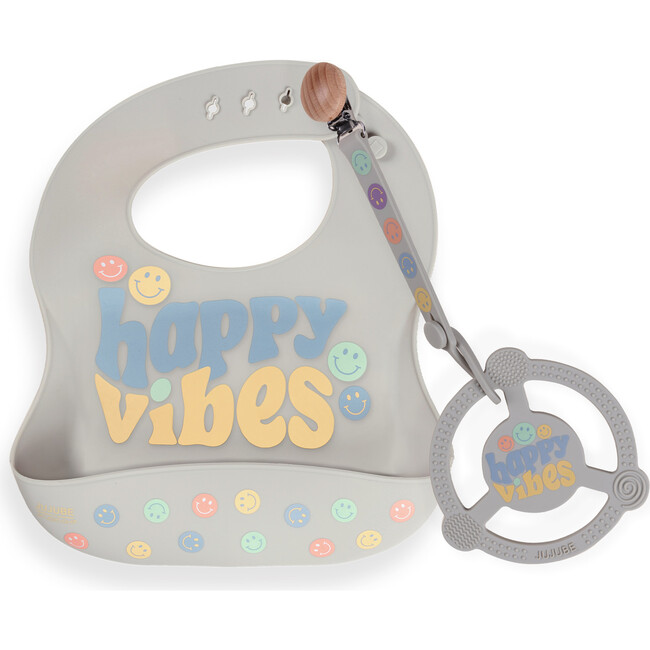 Bib and Teether Baby Bundle, Happy Baby Vibes