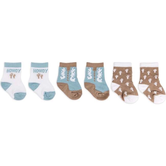 Baby Socks Trios With Zipper Wash Bag, Howdy Partner Blue (Pack Of 3)