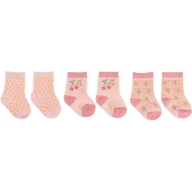 Baby Socks Trios With Zipper Wash Bag, Cherry Cute By Doodle By Meg (Pack Of 3)
