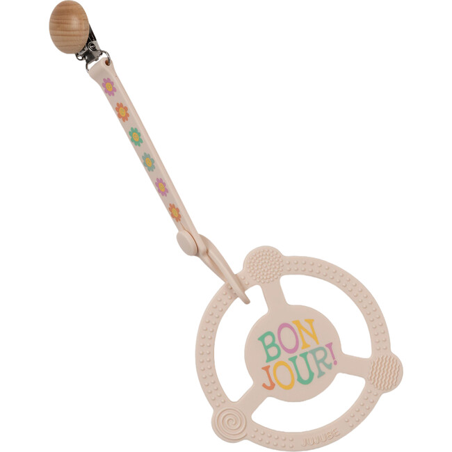 Studio Oh! Silicone Teether Ring With Detachable Clip, Bonjour Bébé