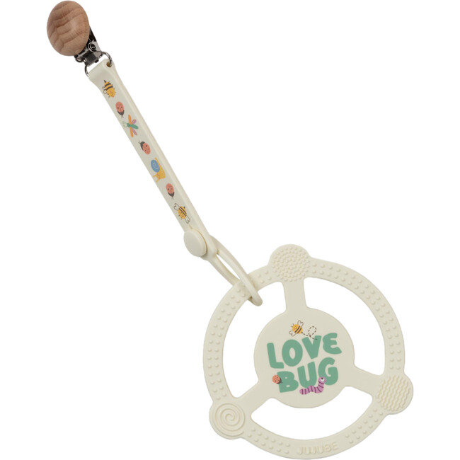 Studio Oh! Silicone Teether Ring With Detachable Clip, Love Bug