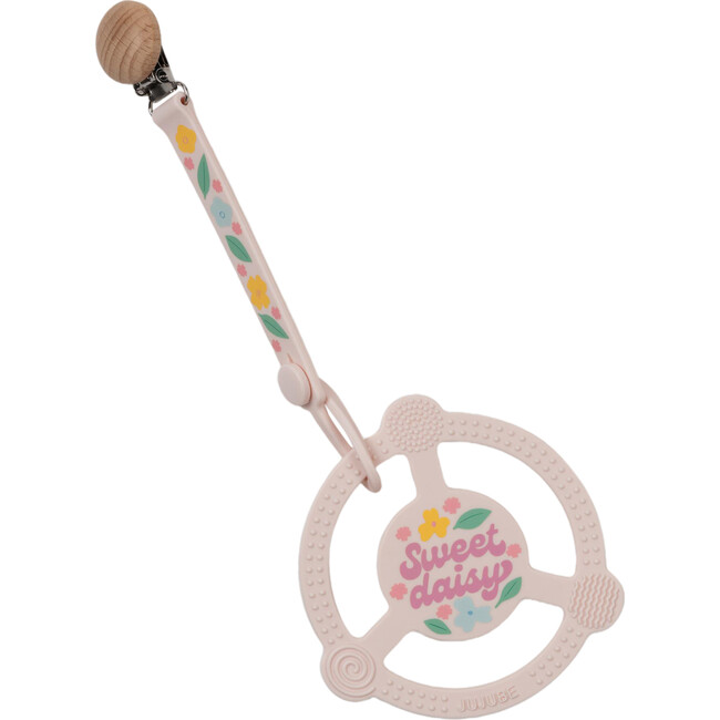 Studio Oh! Silicone Teether Ring With Detachable Clip, Sweet Daisy