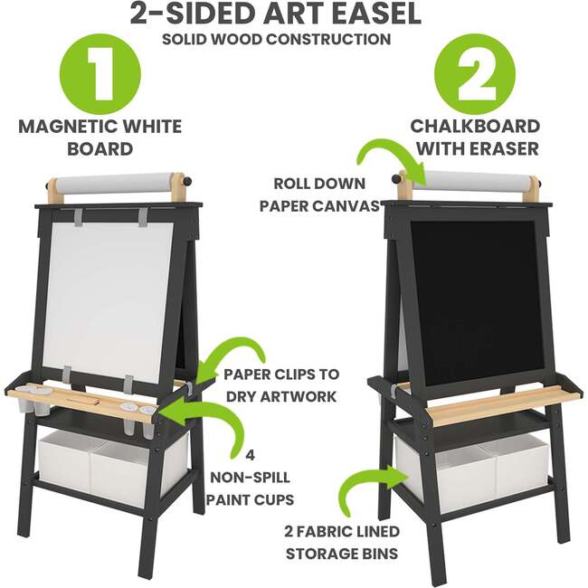 Deluxe Learn and Play Art Center, Charcoal with Natural - Easels & Art Tables - 4